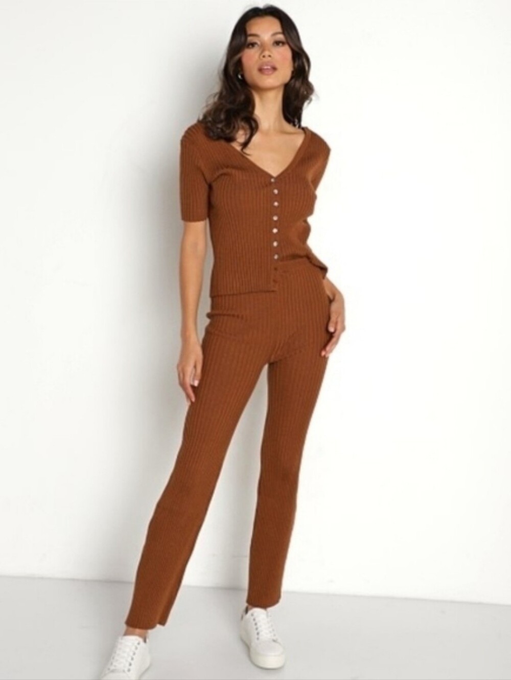 Callahan Trish Rib Knit Pant Rootbeer Size Large - Picture 6 of 6